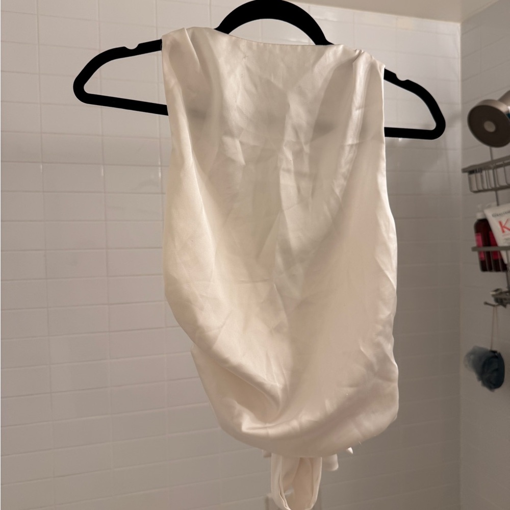 Zara White Satin Top
